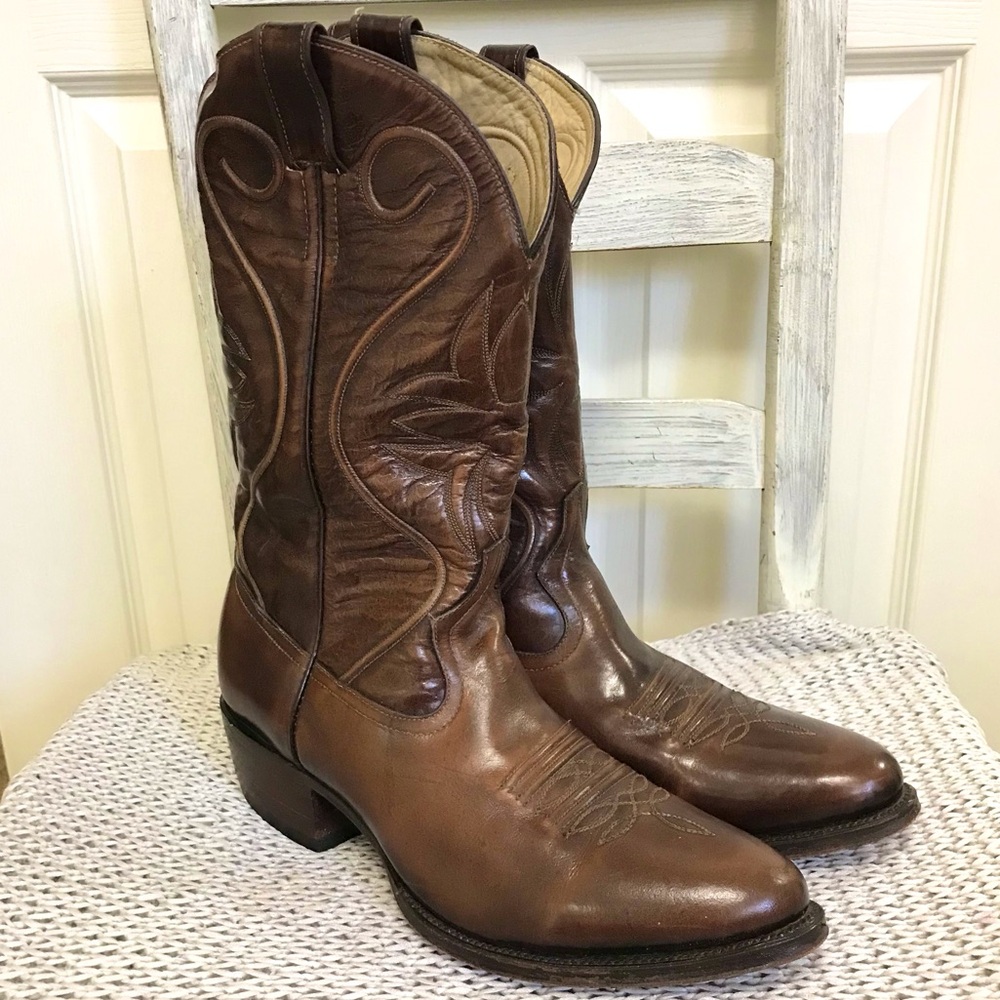 Vintage Fox Leather Cowboy Boots Size 10